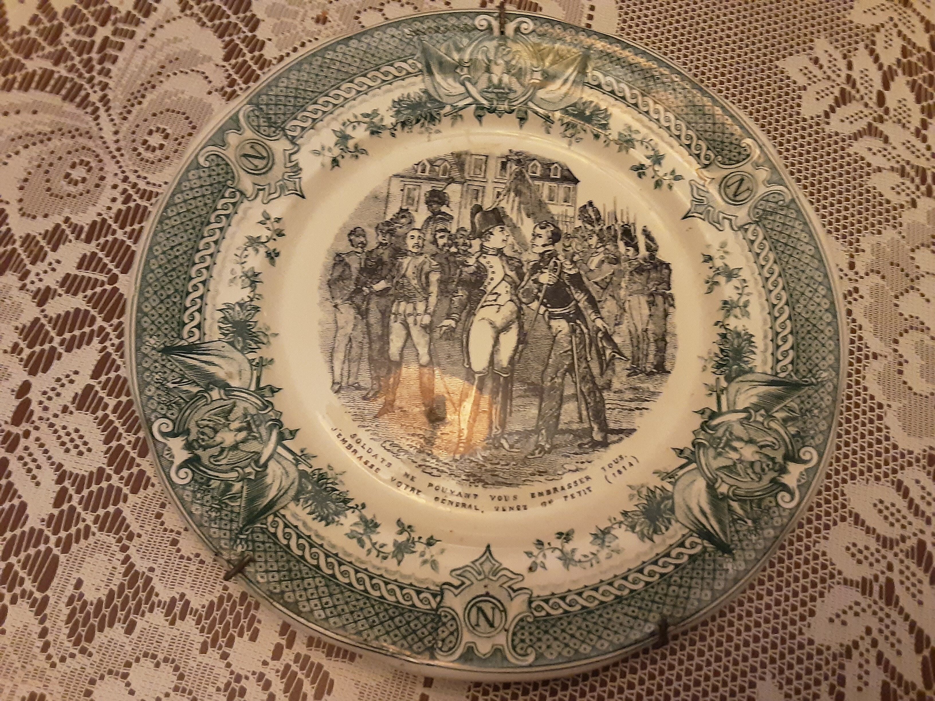 Talking plate old faience sarreguemines napoleon
