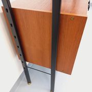 Vintage Italian double modular shelf bookcase in teak and metal