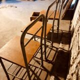 4 "Diana n° 325" designer chairs, 1950s boarding school chairs with drawers