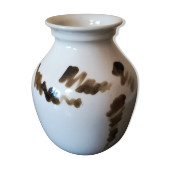 Michel Berodot, enamelled porcelain vase, signed, circa 1980