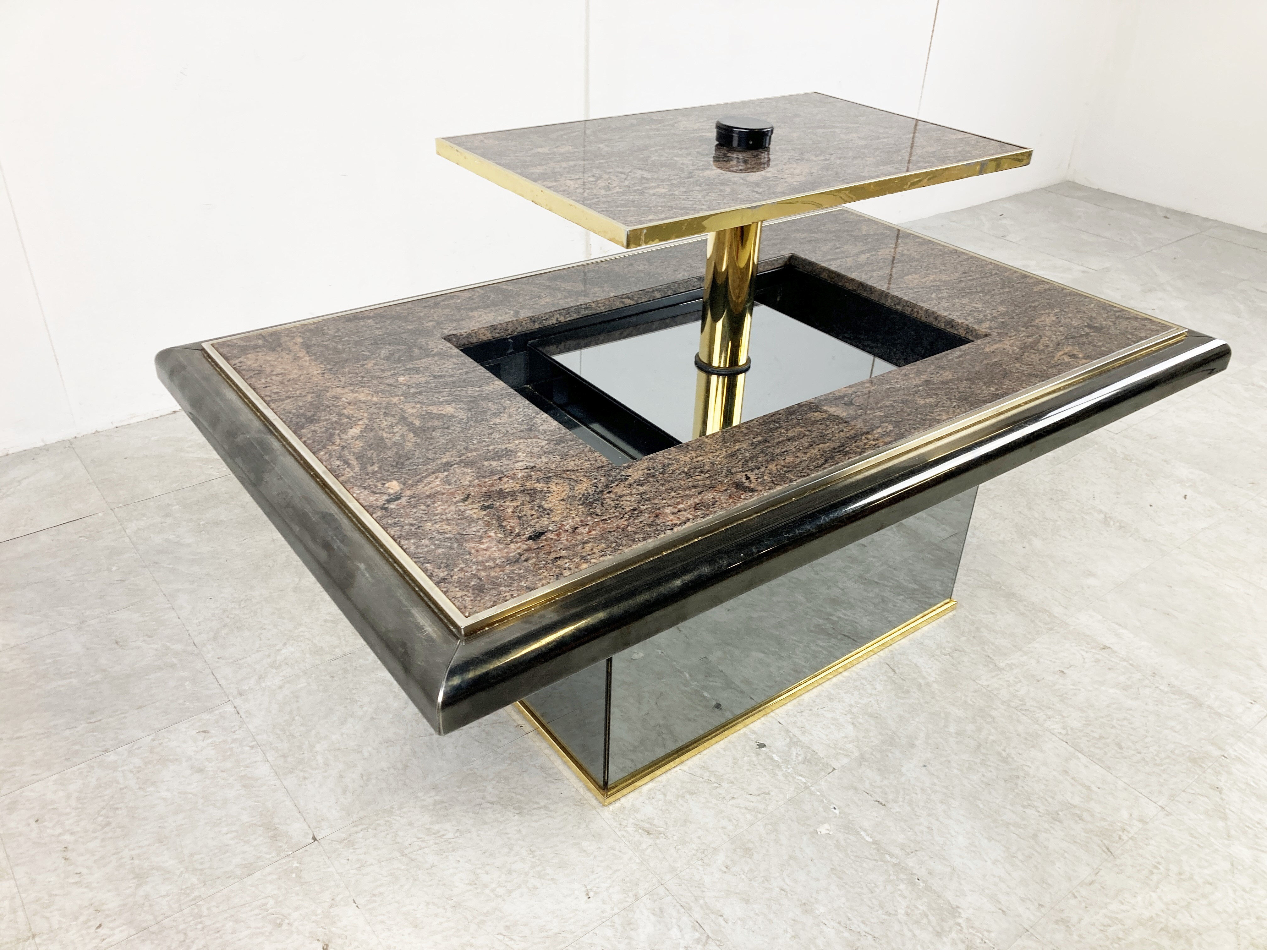 Vintage hidden bar coffee table by Fedam, 1980s
