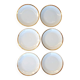 Set of 6 flat plates in Foëcy porcelain with golden epi border
