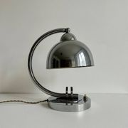 Vintage table lamp, modernist chrome metal, France 1930