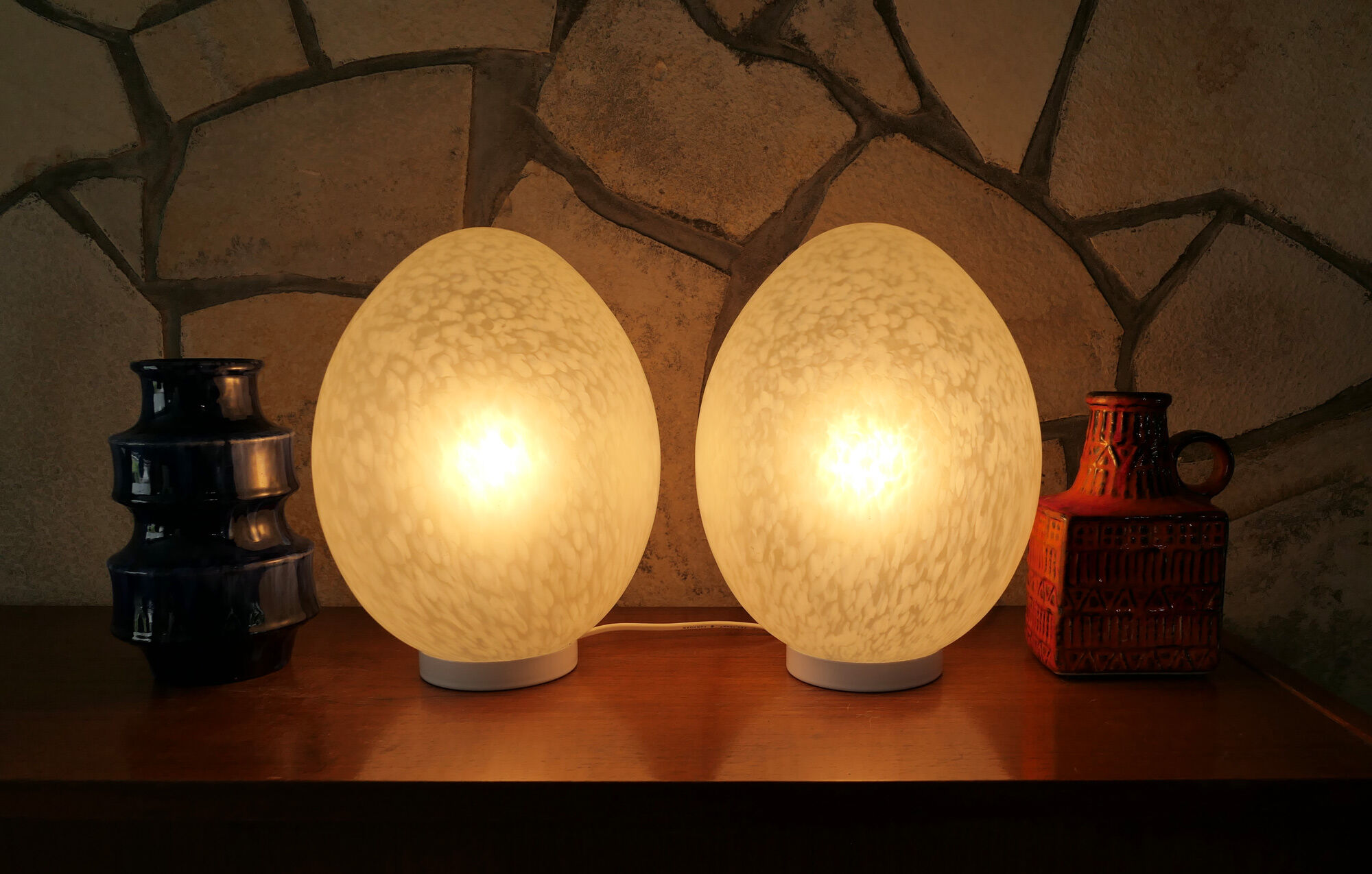 Pair of lamps "egg" - Egg lamps 70s-80s design Ben Swildens