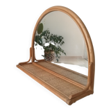 Miroir tablette vintage en rotin