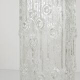 Large frosted glass floor vase in Op Art style by Peill & Putzler, Germany, mid-20th century, 1970s.