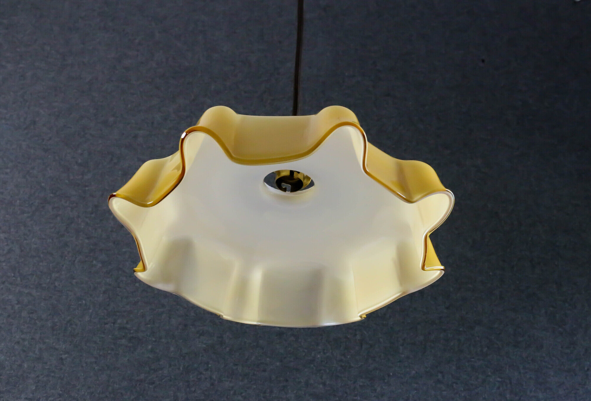 Old susmension in yellow and white opaline with cable and new douile - circa 1950