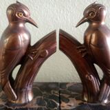 Frajou - Paire de Serre-livres aux oiseaux Pic & marbre portor