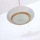 Brass and Aquamarine Etched Glass Bowl Pendant