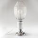 Lampe Art déco en verre satiné, marbre et chrome