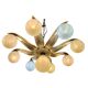 Large Art Deco bronze chandelier with 9 opaline globes, France 1935.