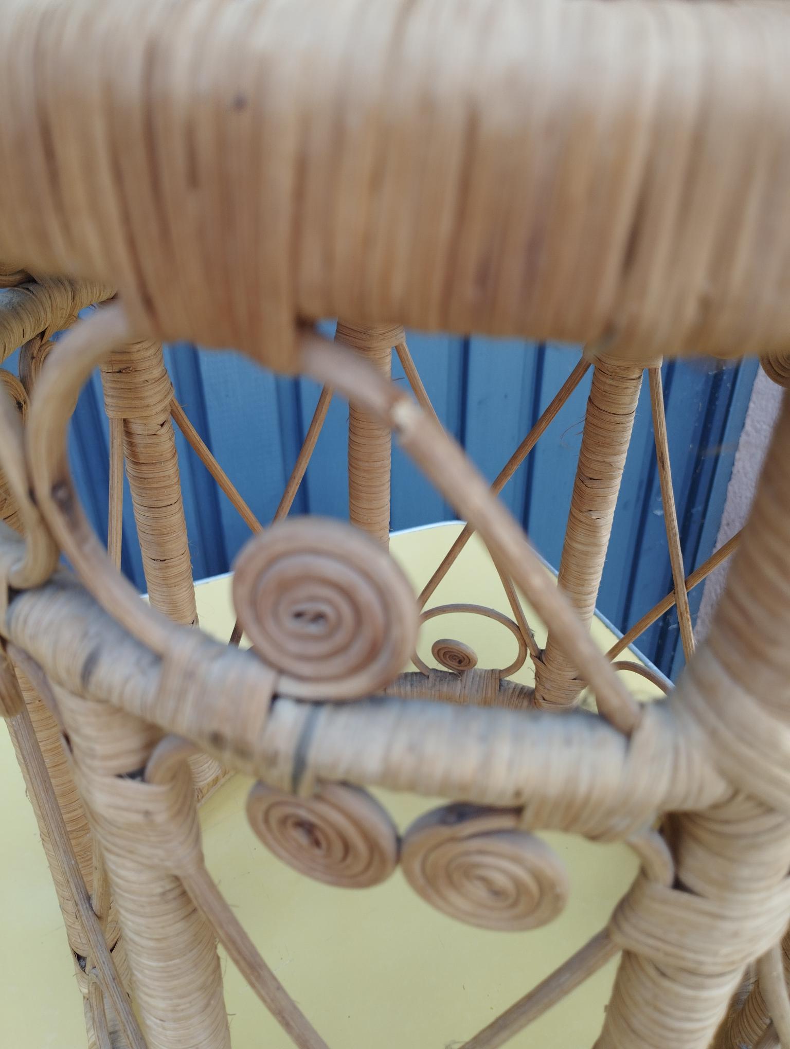 Peacok vintage bohemian chic rattan stool