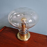 Lampe de table Space Age en laiton et verre transparent, 1960-70