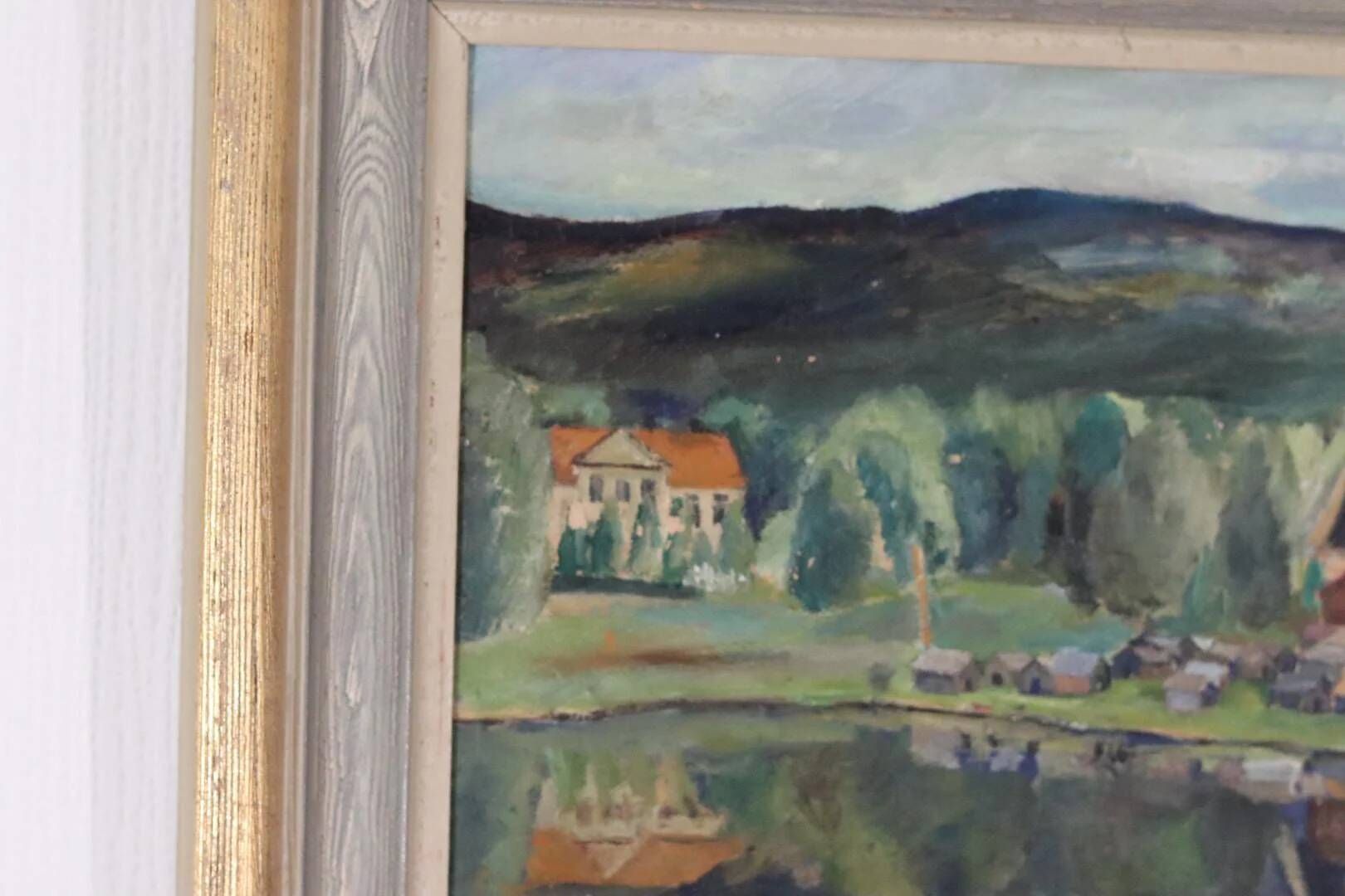 Original Swedish Oil on Panel – “Rural Village” by Astrid J – Vintage