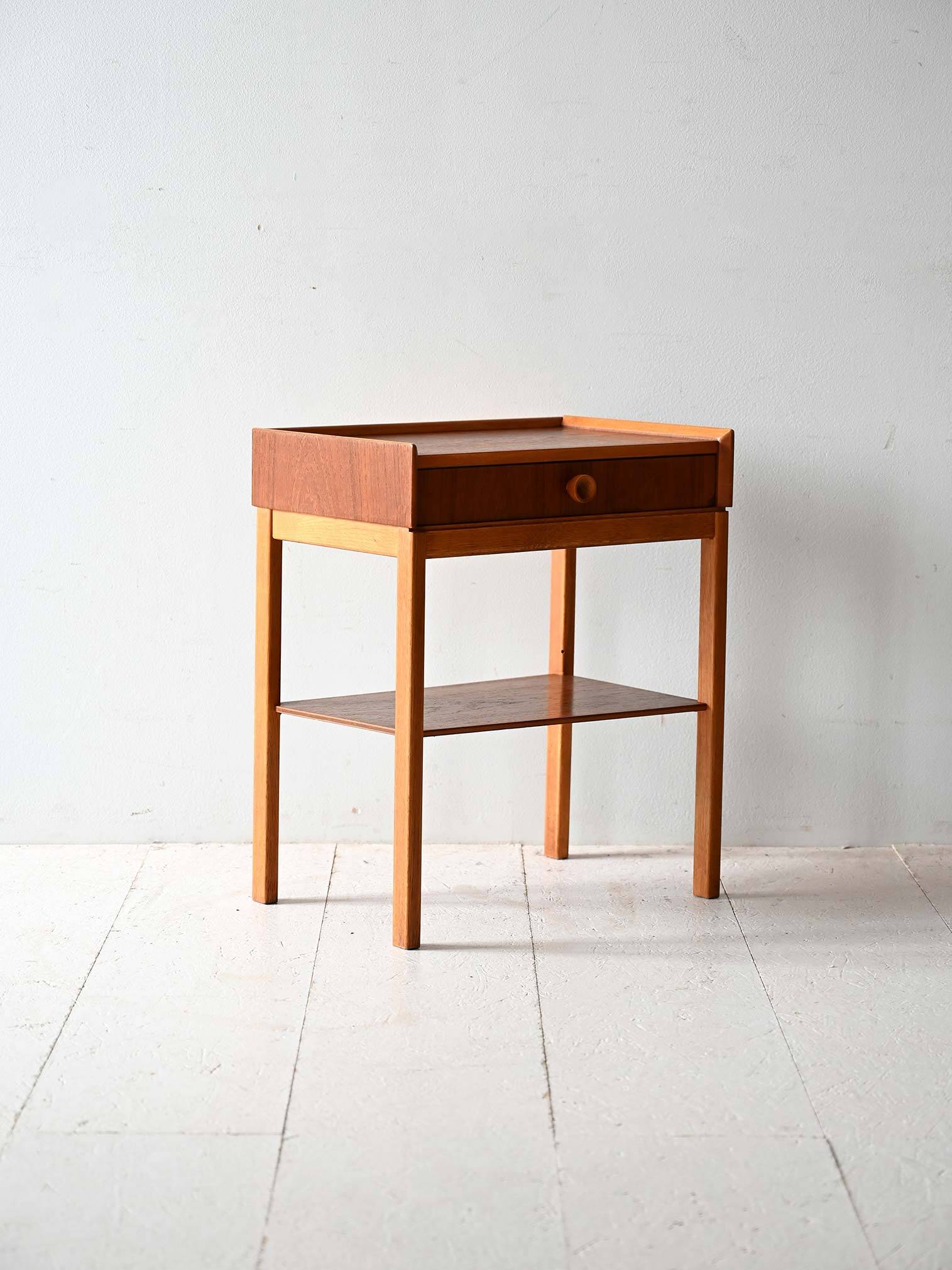 1960s Scandinavian teak and oak nightstand