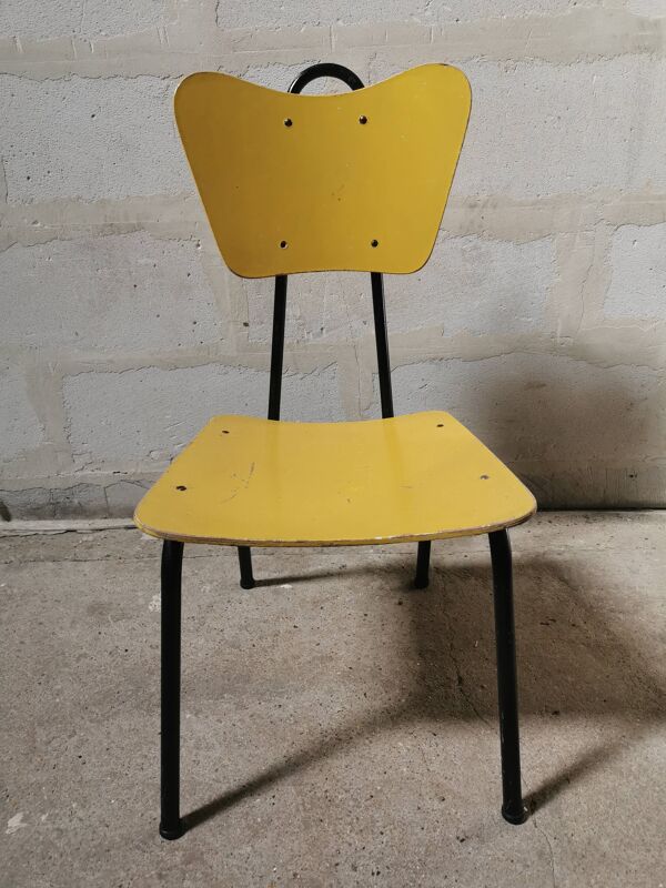 Chaise Jaune Jacques HITIER vintage années 50