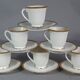 Complete coffee service for 6 people, Giraud Limoges lotus-shaped porcelain C749