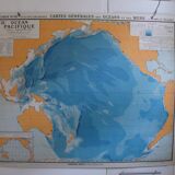 Old school map of geography oceans and seas Hatier Vallaux n°26