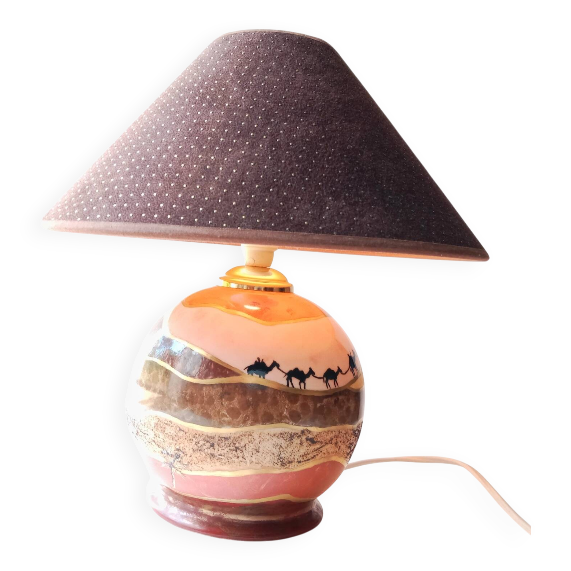 Unique ball lamp, hand-painted by Françoise Bertin