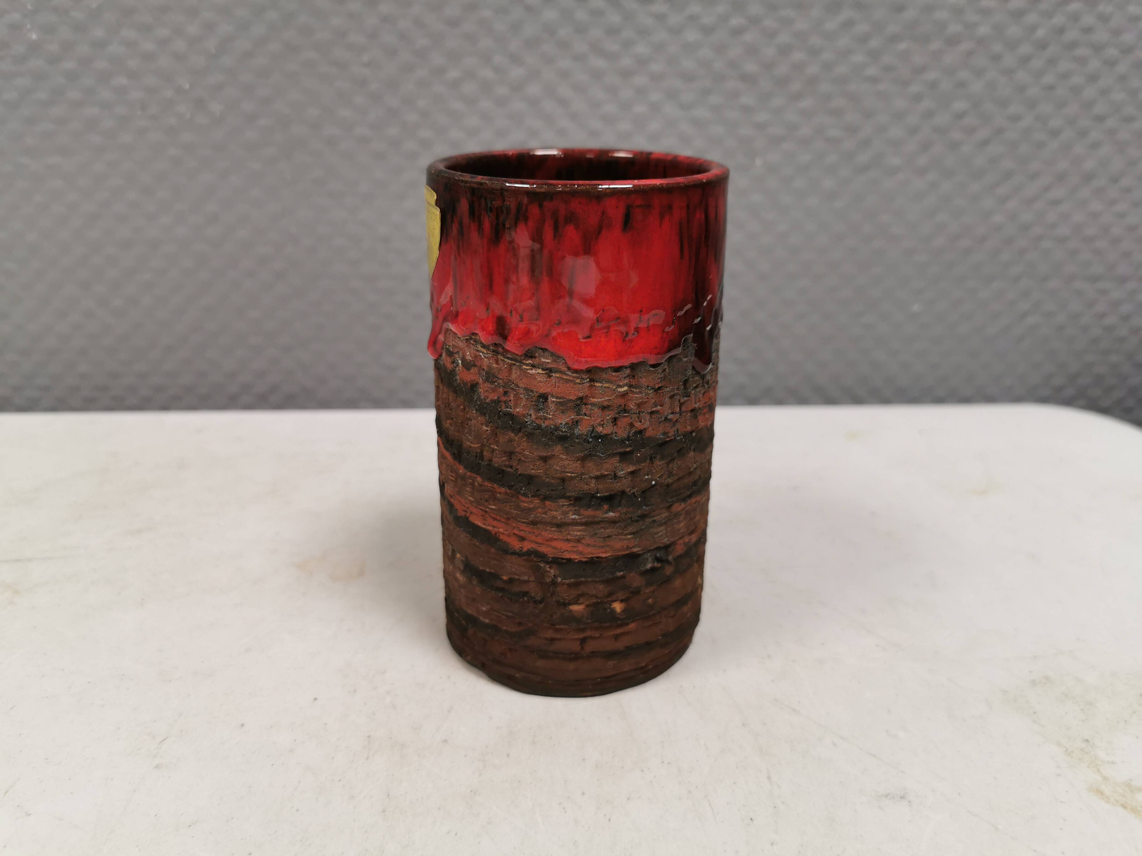 Vase with run-glaze, Denmark, 1970s. Made by Ernst Faxe