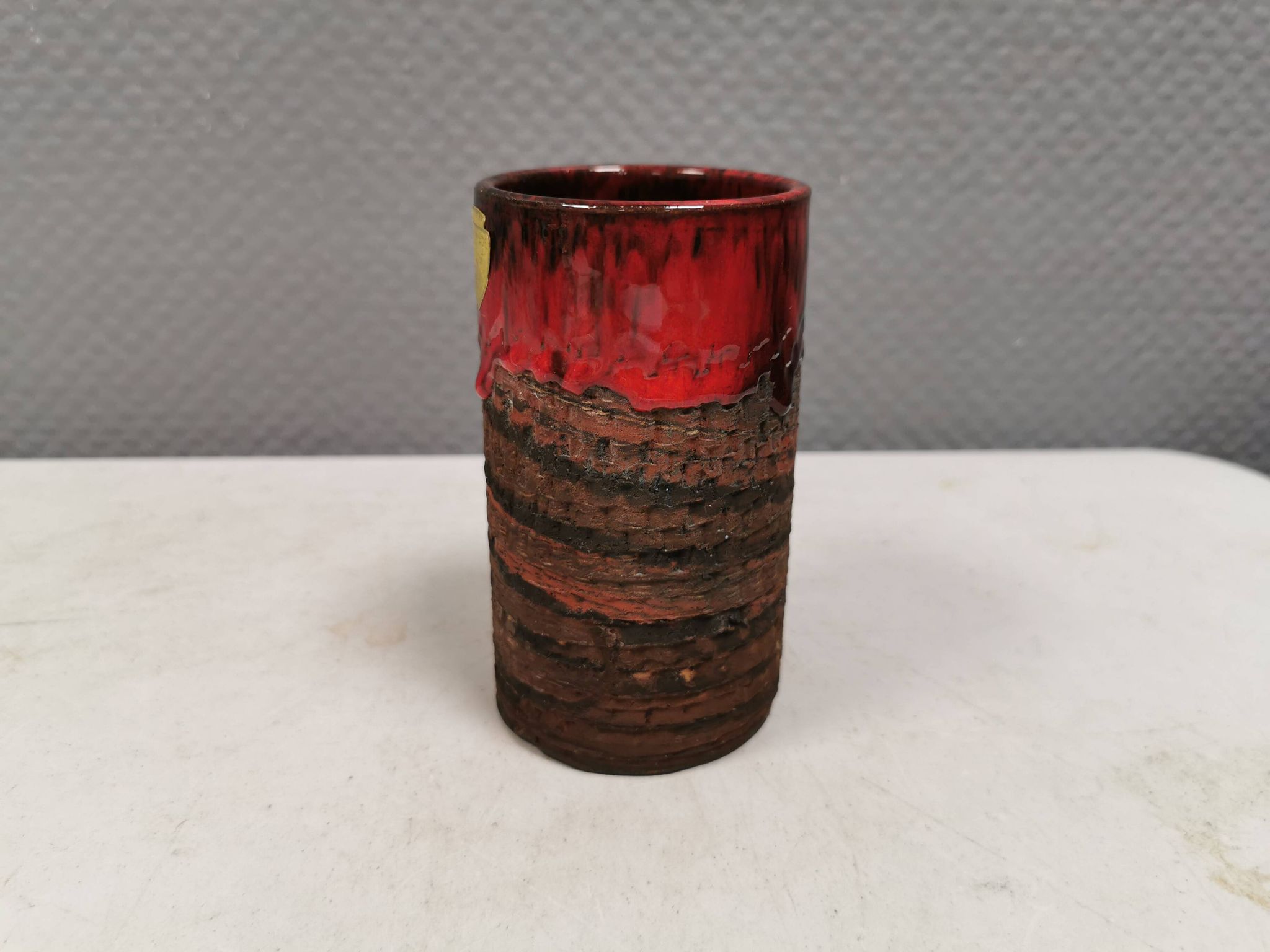 Vase with run-glaze, Denmark, 1970s. Made by Ernst Faxe