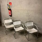 Lot of three vintage tubular armchairs from the 70's