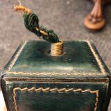 Pied de lampe en cuir vert vers 1960