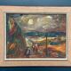 Original Swedish Oil on Panel – “Landscape with Figures” by Lars Niklasson