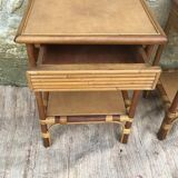 Pair of rattan bedside tables