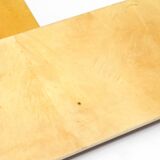 Two 1960s large Aldo Tura shelves made of wood and goatskin in beige