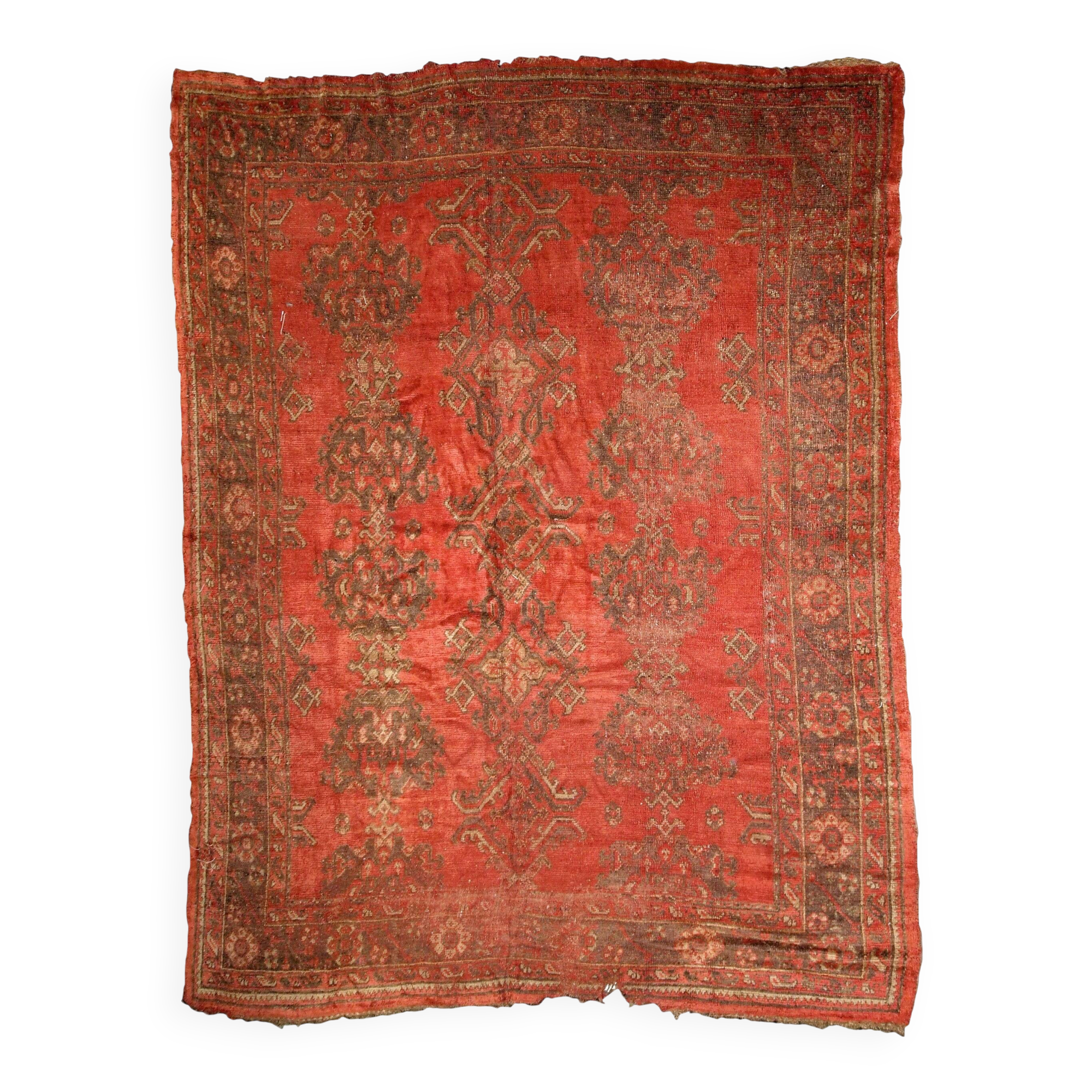 Handmade antique Turkish Oushak rug 9' x 11' (274cm x 335cm) 1900s - 1B764