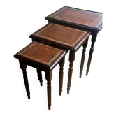 Table gigogne bois et cuir