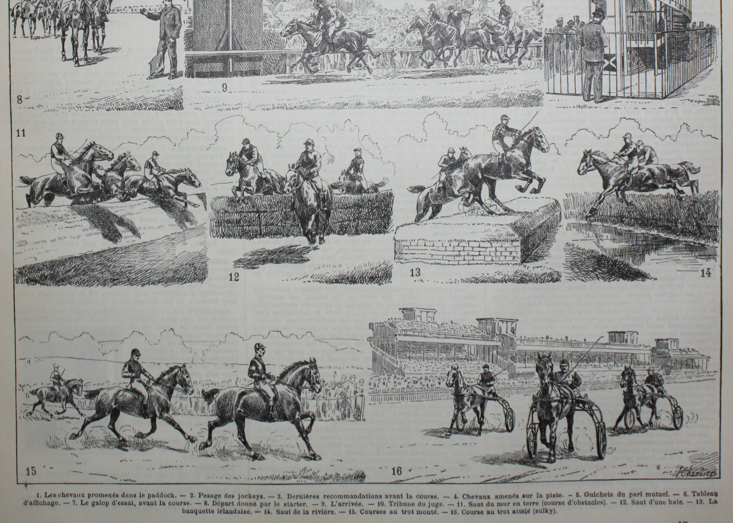 Engraving • Horse race, racecourse • Original lithograph from 1898