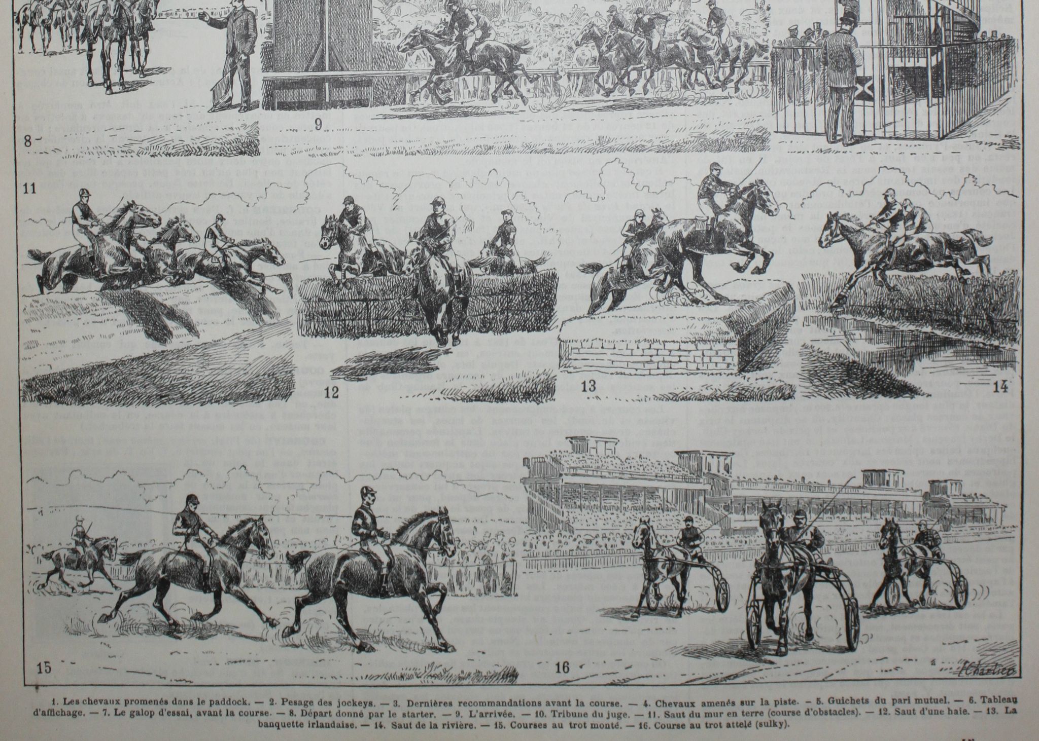 Engraving • Horse race, racecourse • Original lithograph from 1898