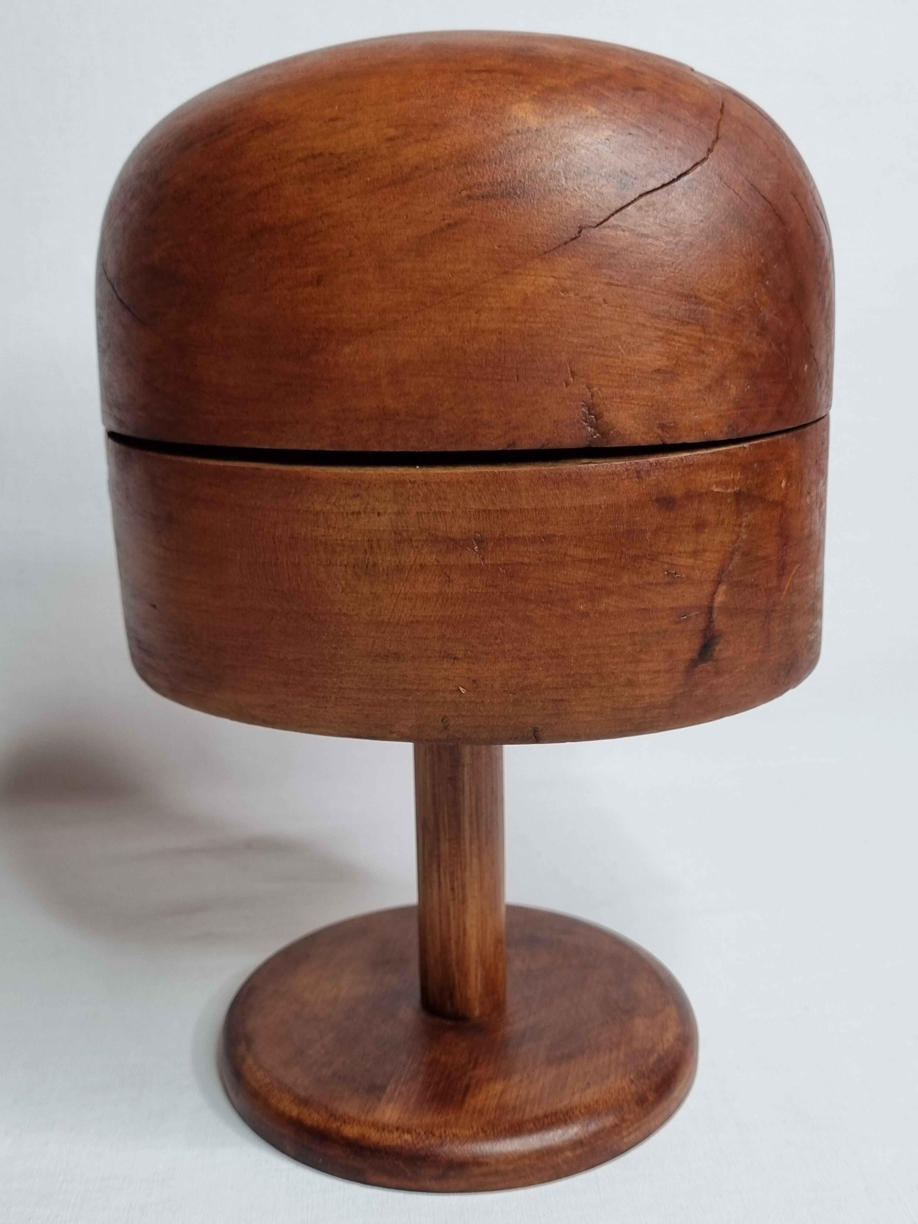 Old wooden hat shape on foot, 1900, 29 cm