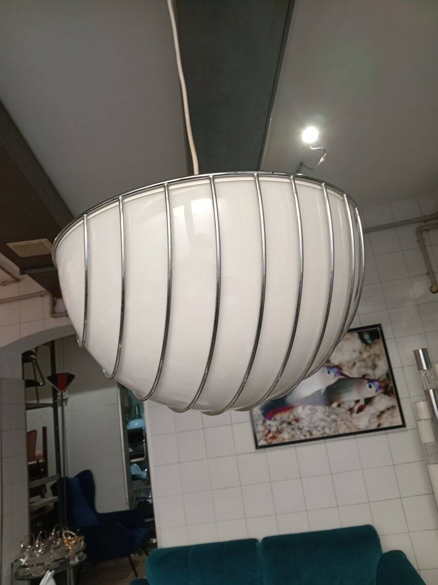 Cage pendant lamp by Adalberto Dal Lago for Esperia, 1970s