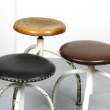 Vintage Industrial Adjustable Swivel Stools, Set of 3