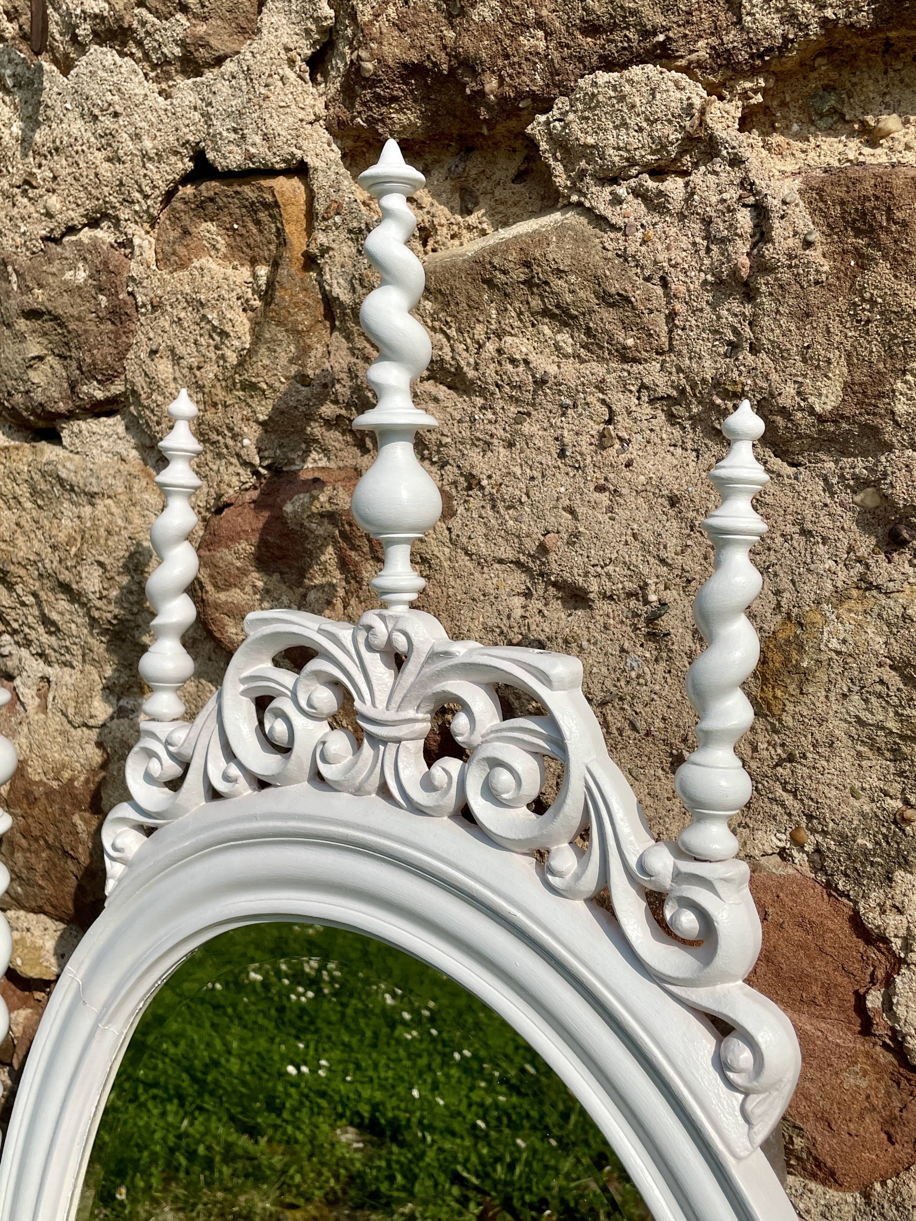 Late 19th century Portuguese wooden mirror, Bilros style - Rare