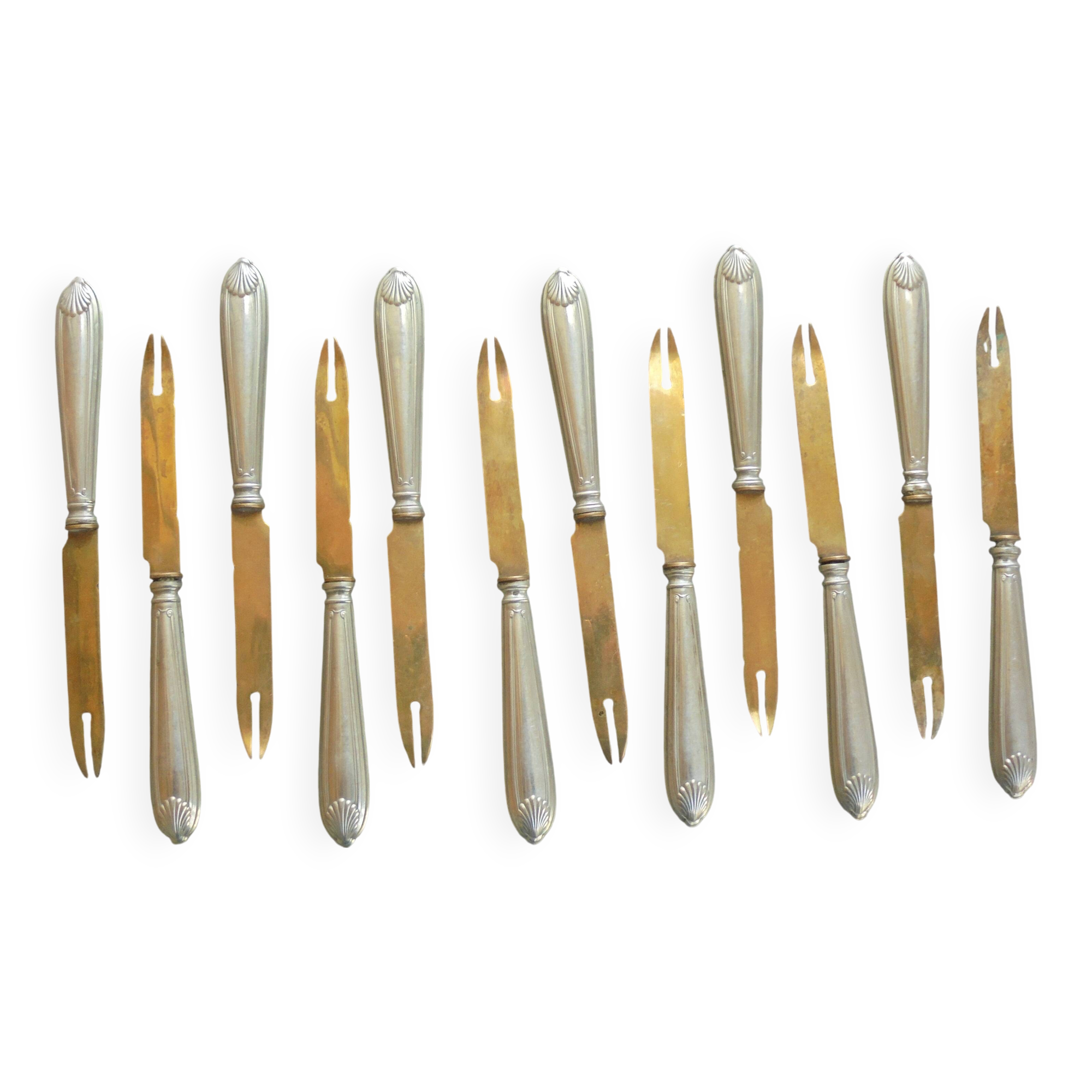 12 Antique Silver-Plated Melon Knives