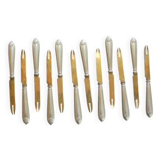 12 Antique Silver-Plated Melon Knives