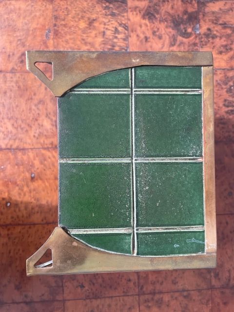 Pot cover in sheet metal and brass Art Nouveau Vienna Secession.