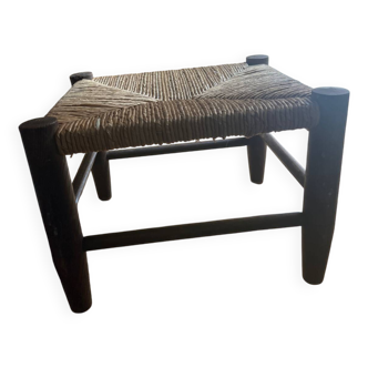Wooden and straw stool