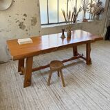 Aranjou farmhouse table in blond elm, 1950s