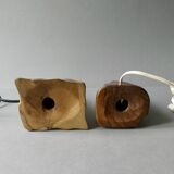 Pair of solid wood lamps, 1960s