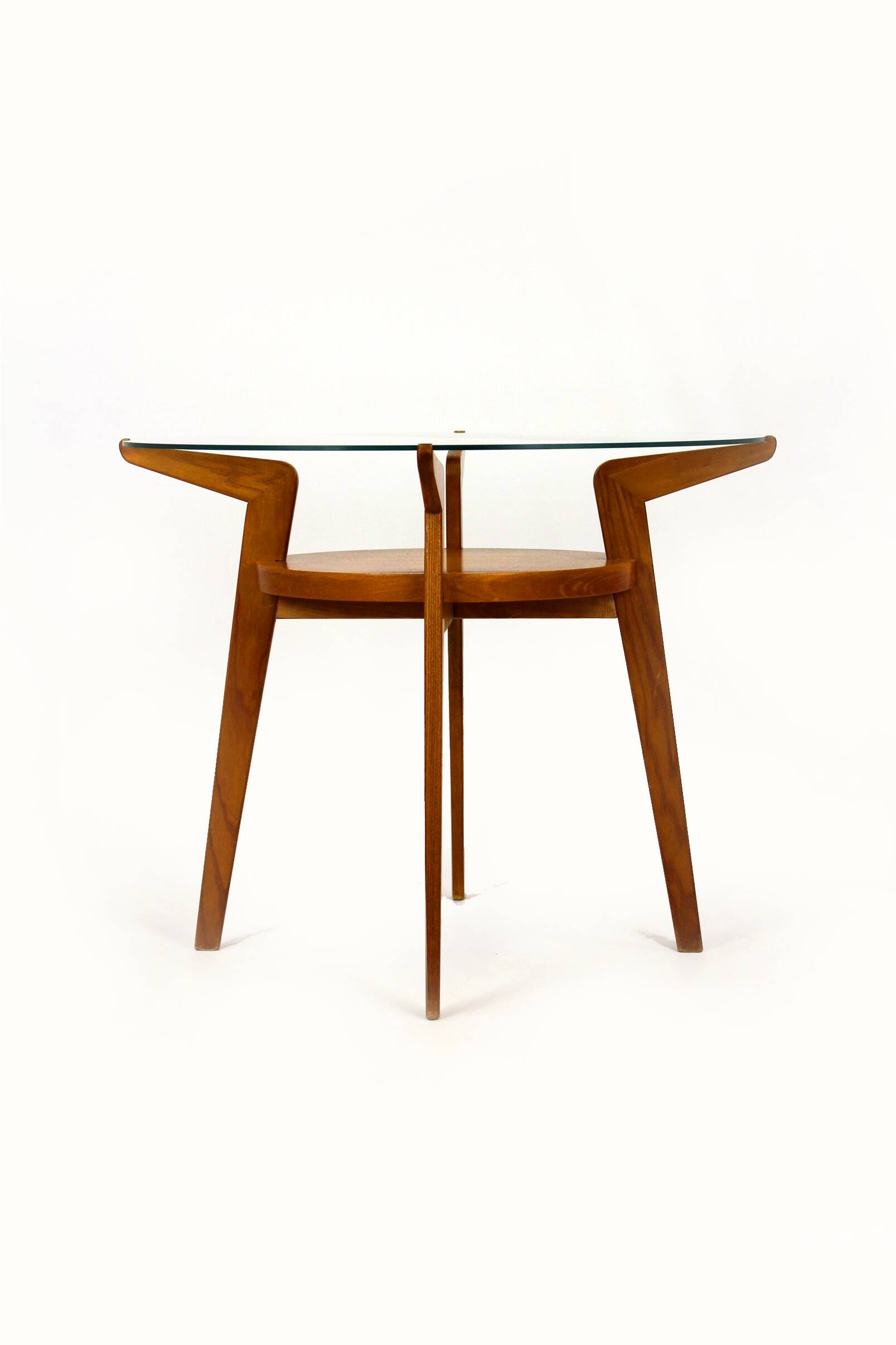 Mid-century round glass top coffee table from jitona, 1960s