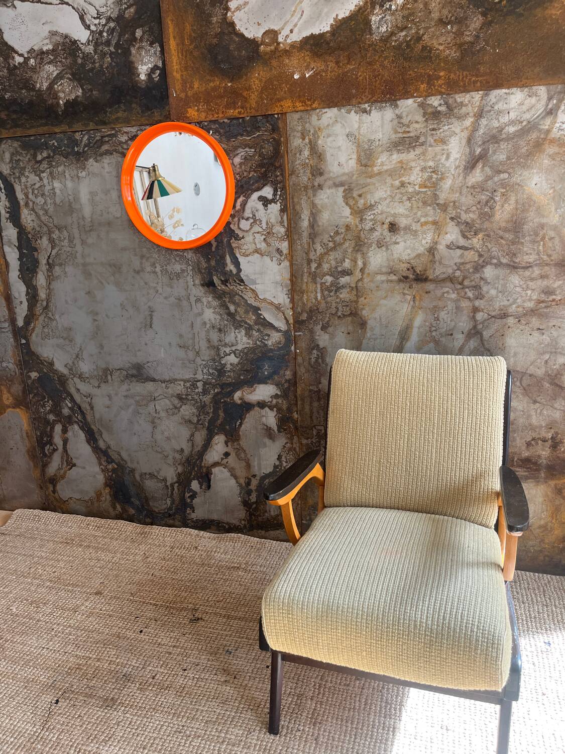 Miroir rond orange
