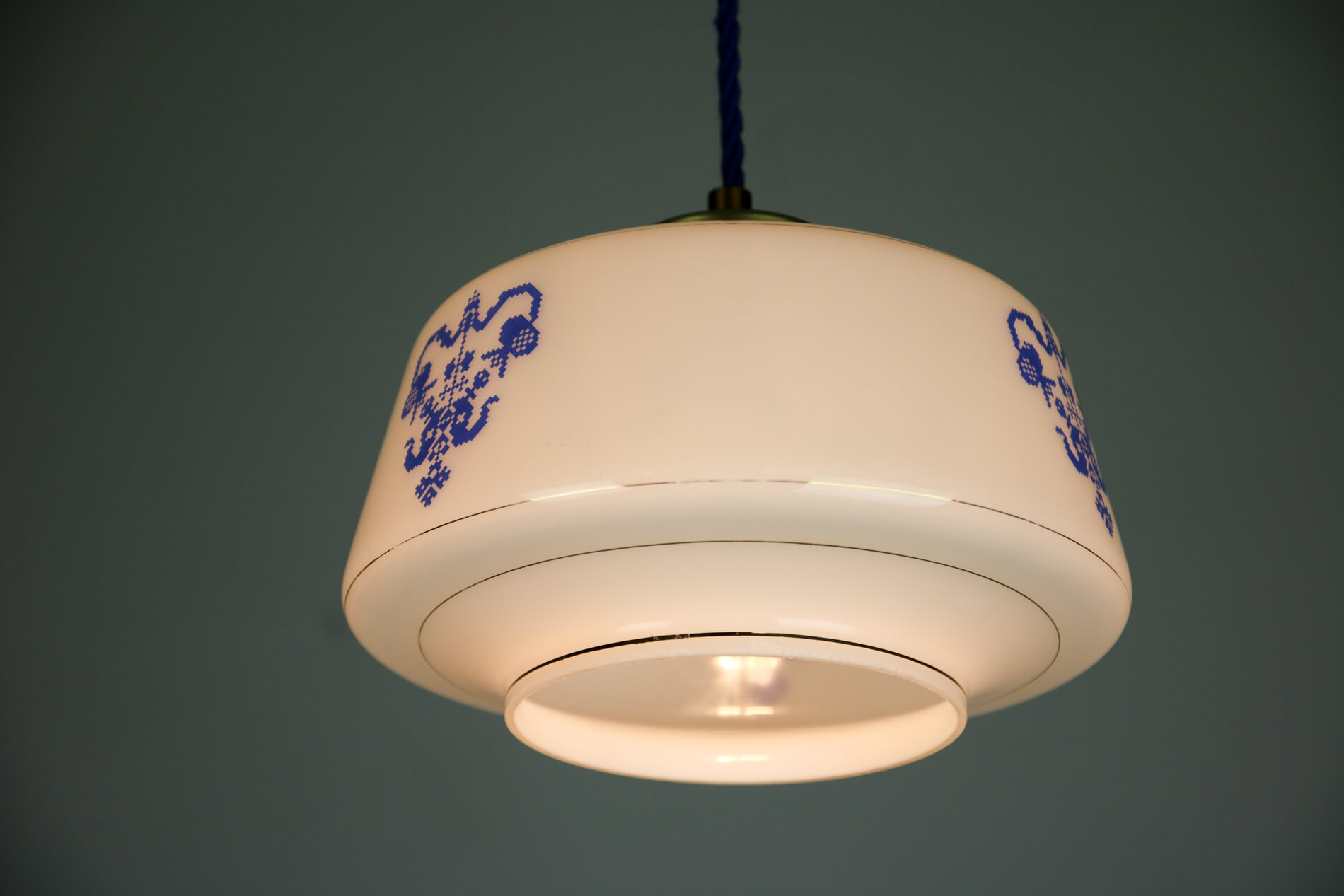 Vintage opaline glass pendant light