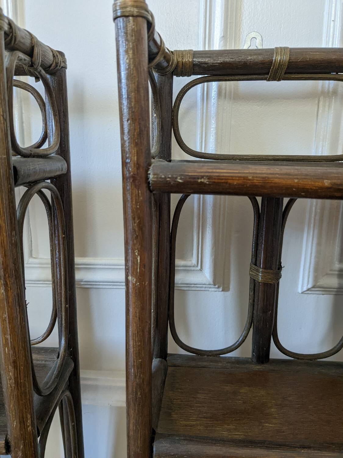 Pair of rattan shelves