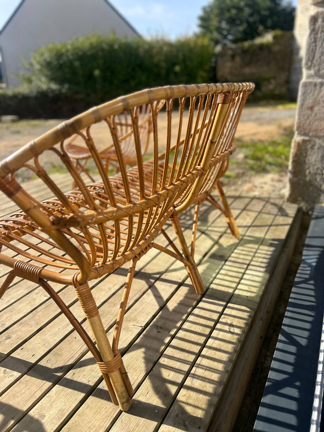 Rattan bench from the 60s