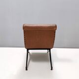 Brown Skai Lounge Chair with Black Varnished Metal Legs, Italy